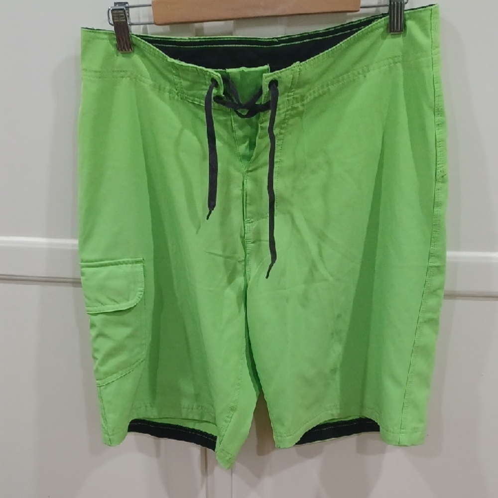 Burnside Neon Green Men's Swim Board Shorts